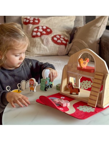 TOOKY TOY Wooden Folding Farm in a Suitcase with Animals