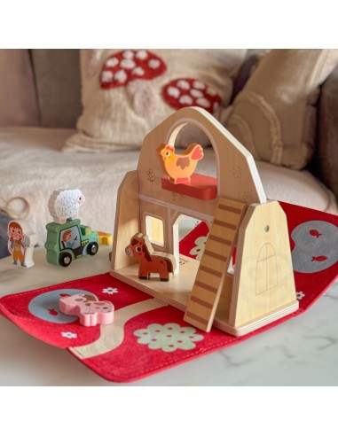 TOOKY TOY Wooden Folding Farm in a Suitcase with Animals