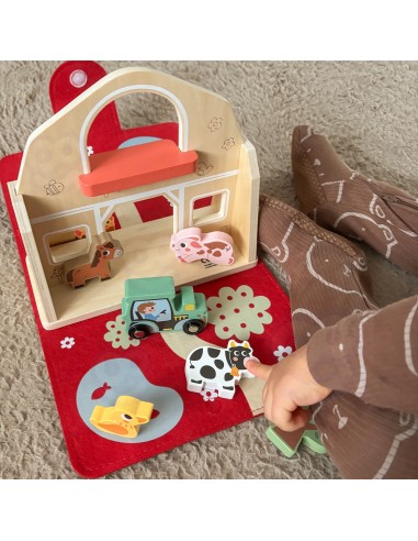 TOOKY TOY Wooden Folding Farm in a Suitcase with Animals