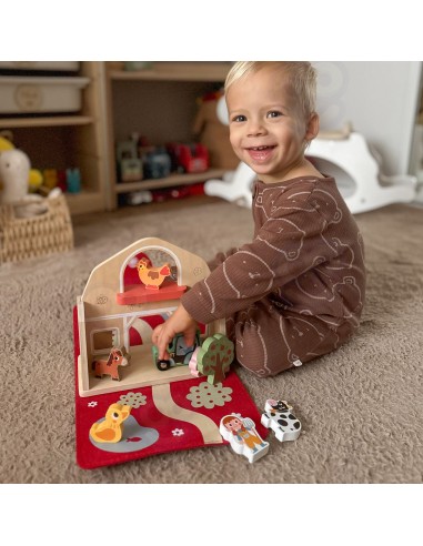 TOOKY TOY Wooden Folding Farm in a Suitcase with Animals