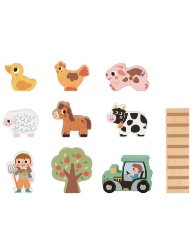 TOOKY TOY Wooden Folding Farm in a Suitcase with Animals