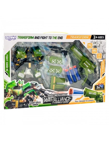 WOOPIE Zestaw 3w1 Robot Pojazd Bojowy i Wyrzutnia Strzałek Zielony