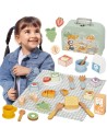 Holz-Picknick-Set im Koffer von Tooky Toy – Kreatives Spiel und Spielspaß