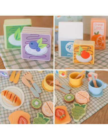 Holz-Picknick-Set im Koffer von Tooky Toy – Kreatives Spiel und Spielspaß