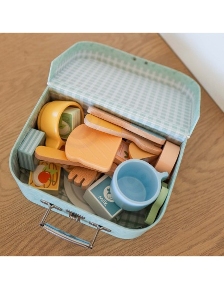 Holz-Picknick-Set im Koffer von Tooky Toy – Kreatives Spiel und Spielspaß