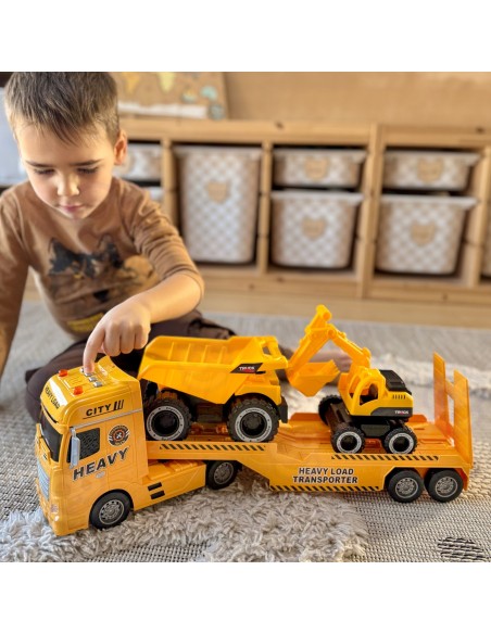 Tow truck set construction vehicles with sound and light toy Woopie