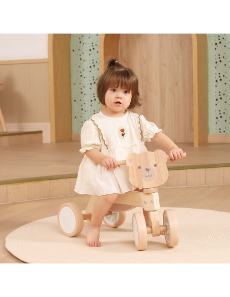Holz-Rutscher Bär Braun Viga – Leises Fahrzeug & sichere Spielzeit