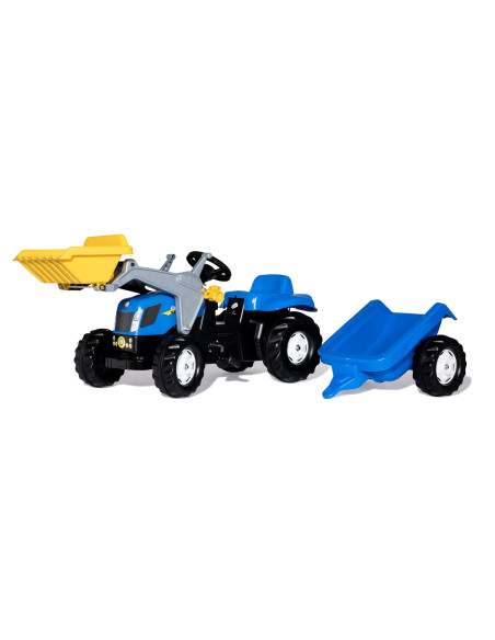 Rolly Toys rollyKid-X New Holland rollyKid Traktor z łyżką i przyczepką Niebieski