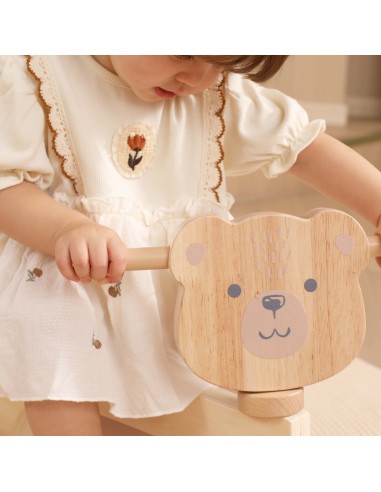 Drewniany Jeździk Miś Brunatny Viga - Cichy Pojazd I Bezpieczna Zabawa