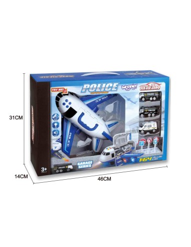 Large Police Transporter Plane with Cars and Sounds - WOOPIE