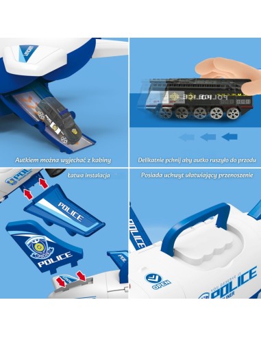 Large Police Transporter Plane with Cars and Sounds - WOOPIE
