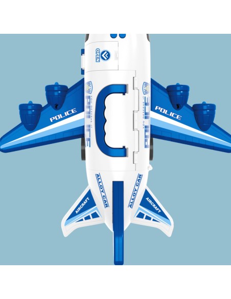 Duży Samolot Transporter Policyjny z Autkami i Dźwiękami - WOOPIE