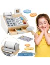 VIGA Wooden Cash Register Gray and White - Perfect for Play
