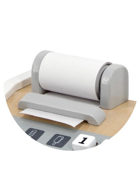 VIGA Wooden Cash Register Gray and White - Perfect for Play