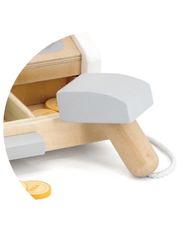 VIGA Wooden Cash Register Gray and White - Perfect for Play