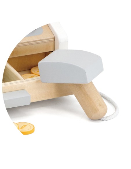 VIGA Wooden Cash Register Gray and White - Perfect for Play