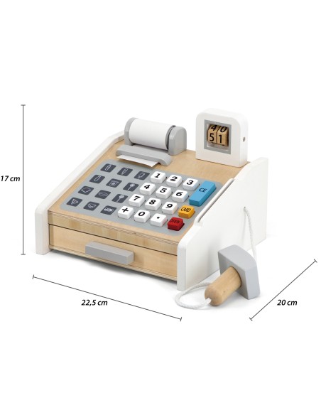 VIGA Wooden Cash Register Gray and White - Perfect for Play
