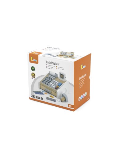 VIGA Wooden Cash Register Gray and White - Perfect for Play