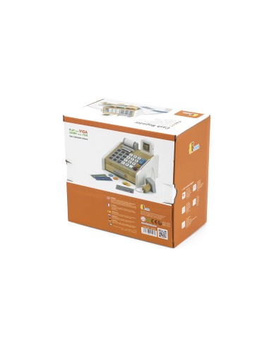 VIGA Wooden Cash Register Gray and White - Perfect for Play