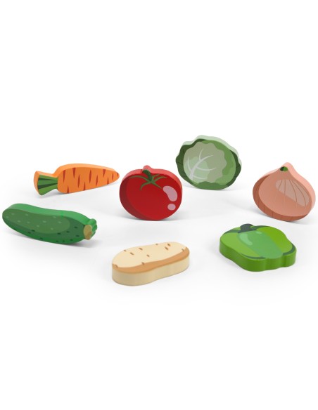 VIGA Holz-Puzzles & Steckspiel Montessori 2in1 – Figuren Gemüse