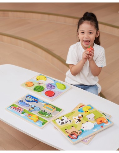 VIGA 2-in-1 Montessori Wooden Puzzle - Vegetable Figures