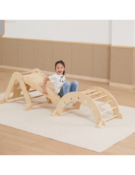 VIGA Wooden Slide and Climbing Wall for Children