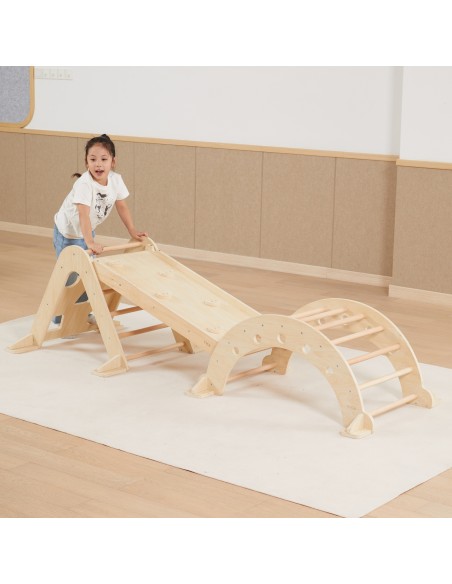 VIGA Wooden Slide and Climbing Wall for Children