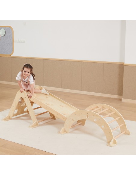 VIGA Wooden Slide and Climbing Wall for Children