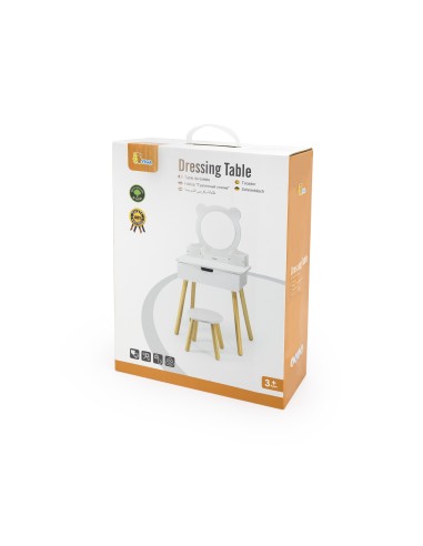 Large White Wooden Dressing Table with Mirror and Chair VIGA