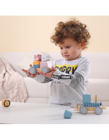VIGA PolarB Wooden Train with Carriages - Montessori fun