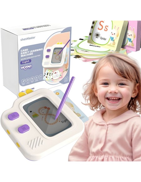 WOOPIE Grafik-Tablet LCD-Zeichenbrett Englisch lernen Kartenleser 120 Karten
