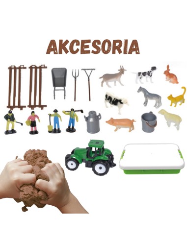 Kinetic Sand Farmer Set Sensory Box Tractor Animals 1500g- WOOPIE