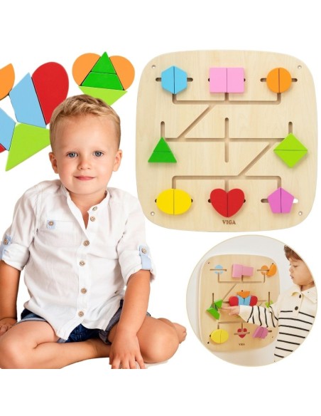 Panel Ścienny Aktywności Drewniany z Klockami Edukacyjny dla 2+ - Viga