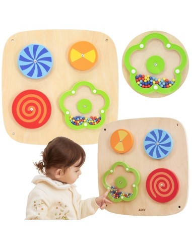 Wall panel with rotating discs and illusions for children – Viga