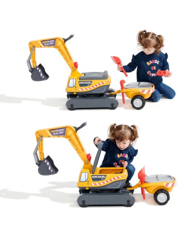 Falk Koparka Super Builder z Przyczepą - Zestaw do Piasku 3-7 Lat Meta