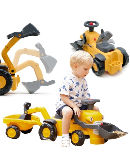 Jeździk Traktor Komatsu z Koparką i Przyczepą Eko Recykling