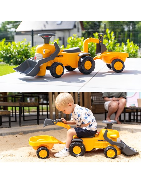 Jeździk Traktor Komatsu z Koparką i Przyczepą Eko Recykling