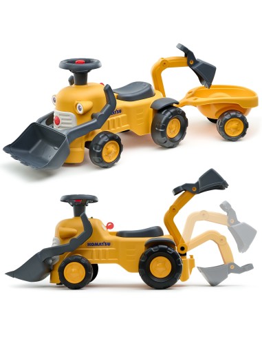 Jeździk Traktor Komatsu z Koparką i Przyczepą Eko Recykling