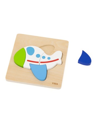 Viga Wooden Plane Puzzle - Educational Puzzle for Toddlers 18M+