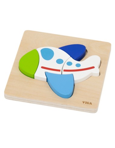 Viga Wooden Plane Puzzle - Educational Puzzle for Toddlers 18M+