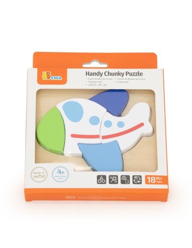 Viga Wooden Plane Puzzle - Educational Puzzle for Toddlers 18M+