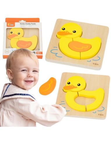 Wooden Puzzle Viga Duck - Educational Puzzle for Toddlers 18M+