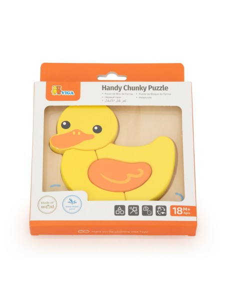 Wooden Puzzle Viga Duck - Educational Puzzle for Toddlers 18M+