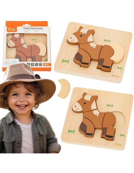 Viga Horse Wooden Puzzle – Educational Puzzle for Children 18M+