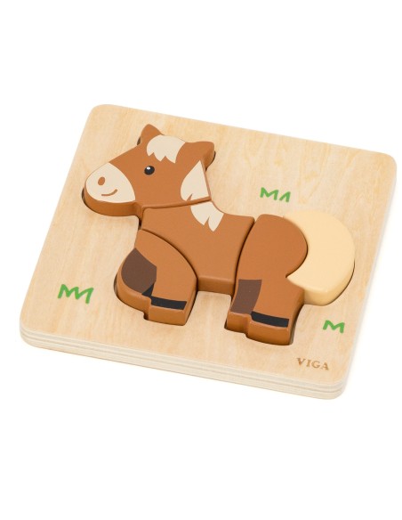 Viga Horse Wooden Puzzle – Educational Puzzle for Children 18M+