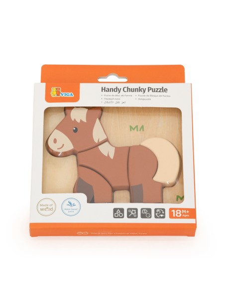 Viga Horse Wooden Puzzle – Educational Puzzle for Children 18M+