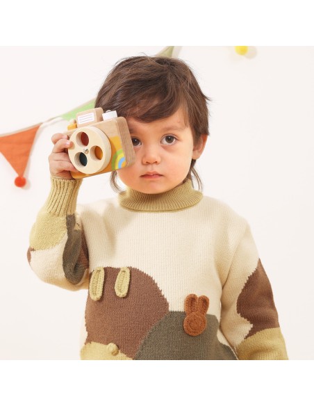 VIGA medinis fotoaparatas – jutiminis žaislas, spalvų ir garsų mokymasis