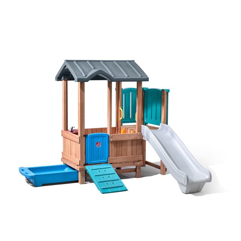Adventure drewniany plac zabaw domek zjeżdżalnia