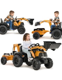 Falk Case CE Pedal Tractor with Excavator and Trailer - Eco Toy