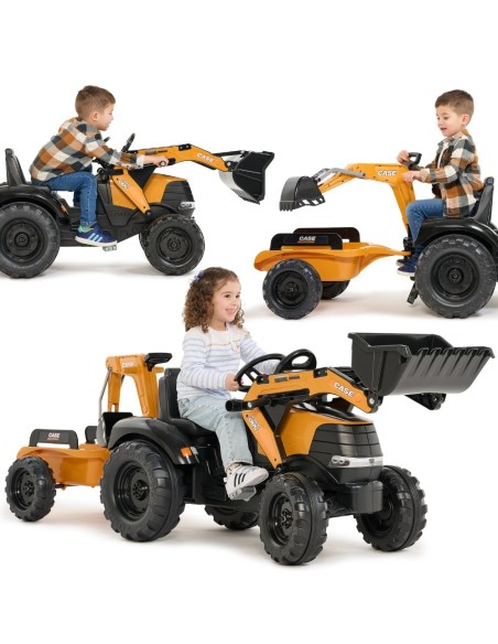 Falk Case CE Pedal-Traktor mit Bagger und Anhänger – Eko-Spielzeug